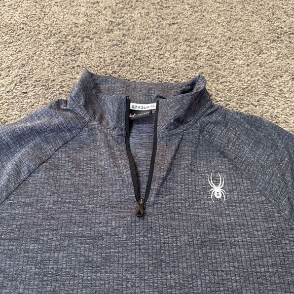 Spyder 1/4 Zip Gray Mens Spyder PROWEB Base Layer Shirt Size Medium Thermal Snow - Picture 2 of 10